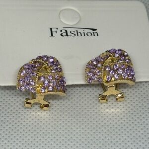 Purple rhinestone earrings